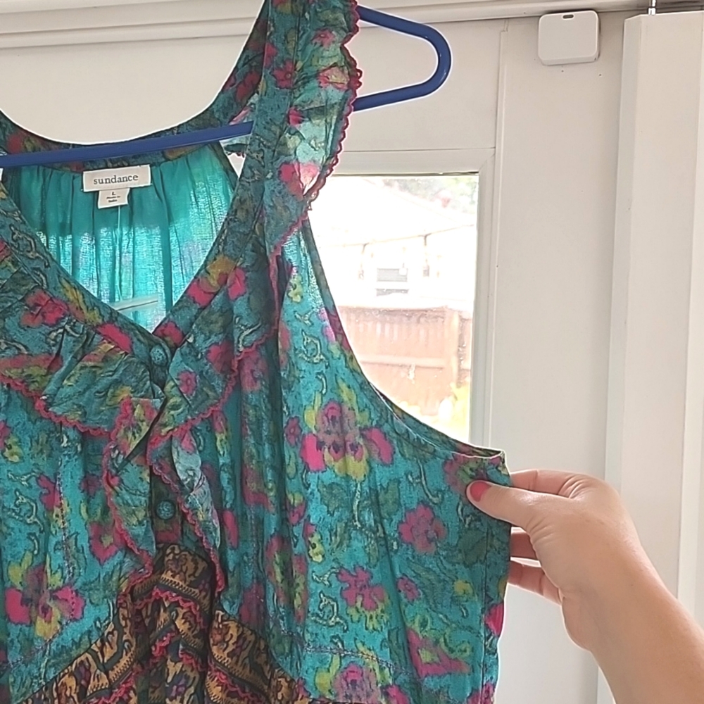 Sundance Turquoise Floral Midi Dress - Picture 7 of 7
